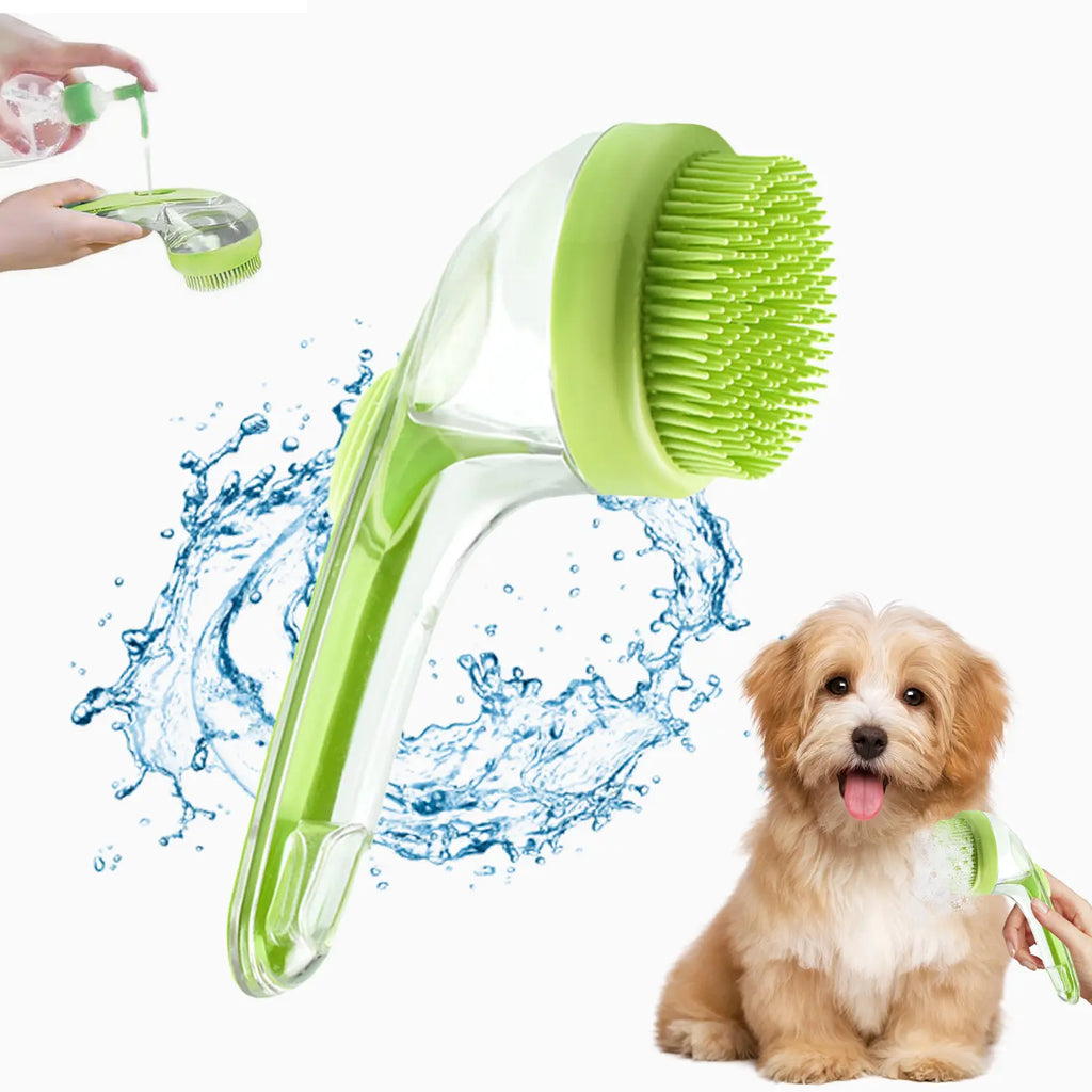 Pet Bath Brush with Shampoo Dispenser for Dogs & Cats
