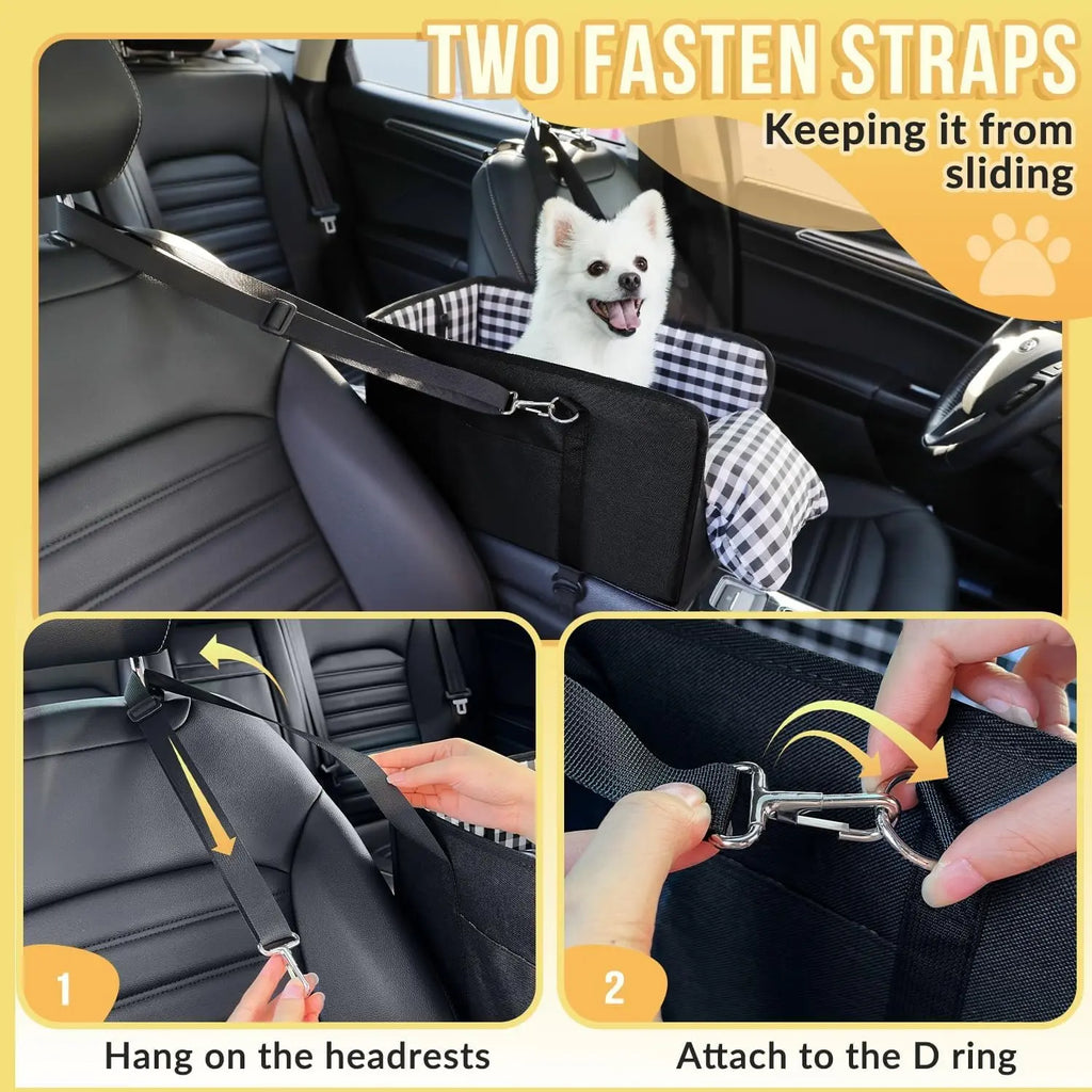 Must-Have Center Console Dog Car Seat - Anxiety Relief Small Pet Booster Seat