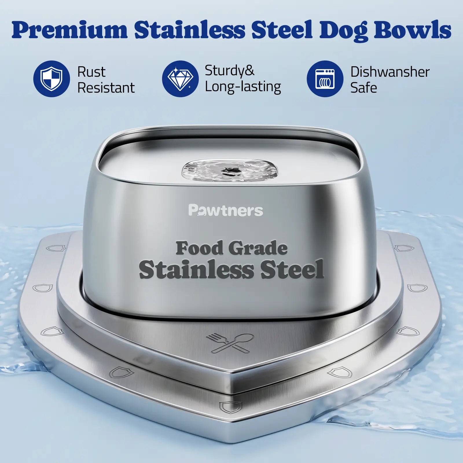 Pawtners Dog Water Bowl for Small Medium Large Dogs