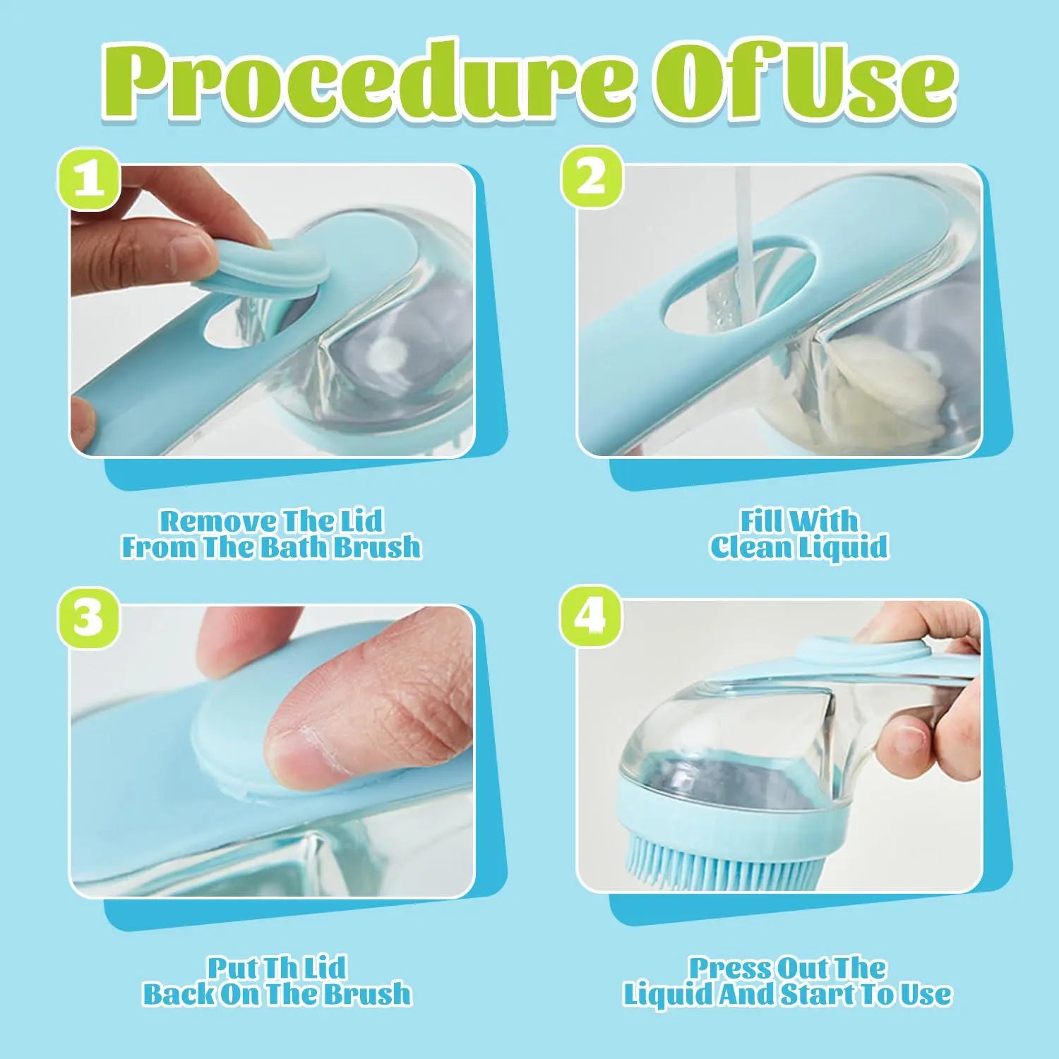 Pet Bath Brush with Shampoo Dispenser for Dogs & Cats