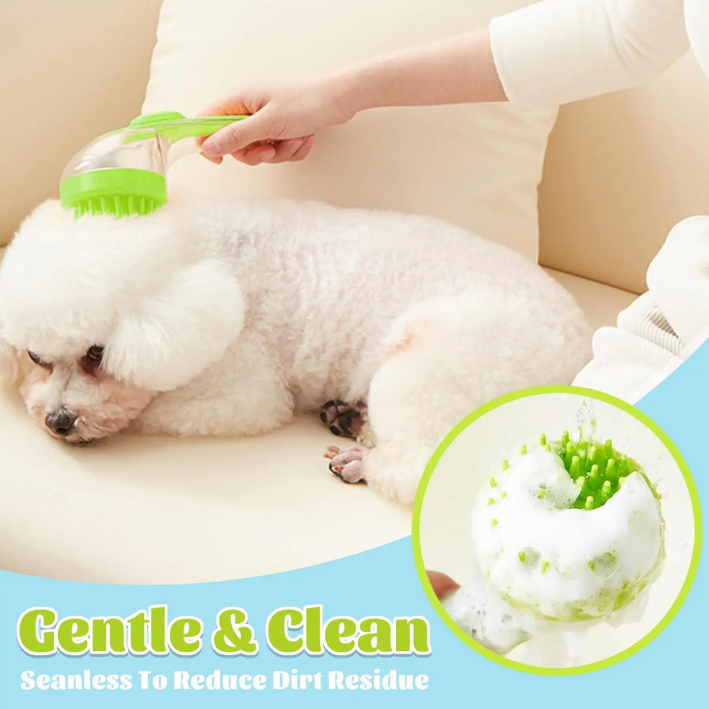 Pet Bath Brush with Shampoo Dispenser for Dogs & Cats