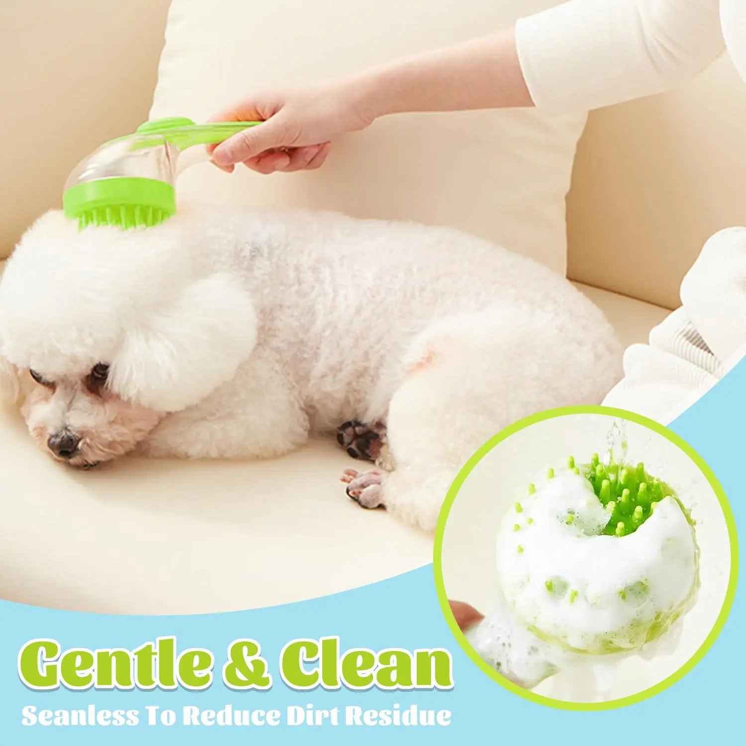 Pet Bath Brush with Shampoo Dispenser for Dogs & Cats