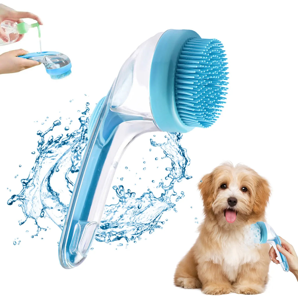 Pet Bath Brush with Shampoo Dispenser for Dogs & Cats