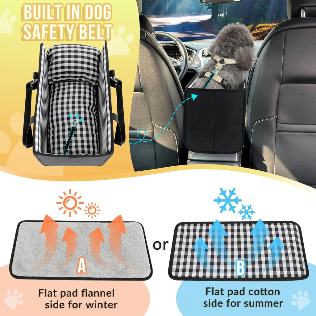 Must-Have Center Console Dog Car Seat - Anxiety Relief Small Pet Booster Seat