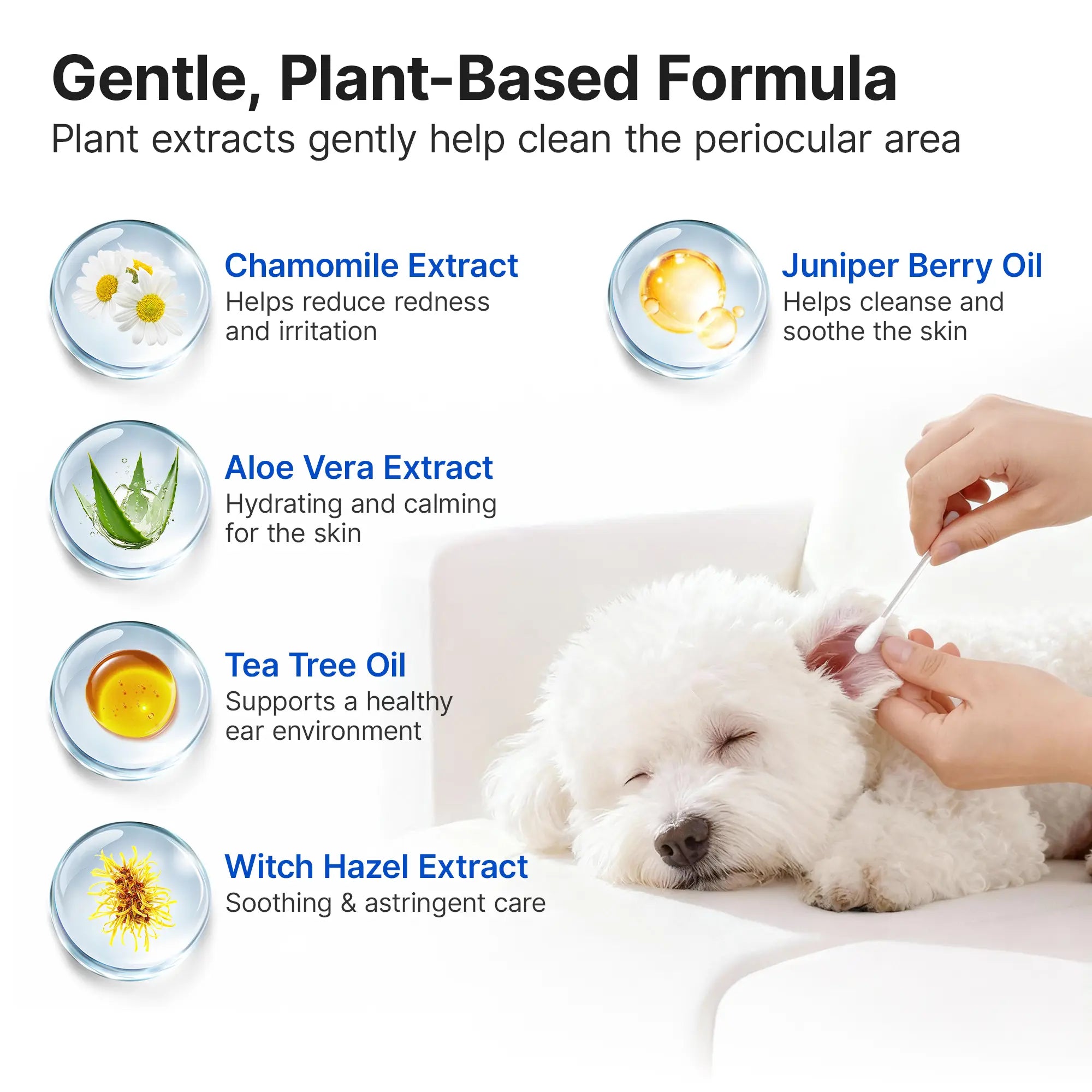 Pawfirst 100 Pack Disposable Pet Ear Cleaner Swabs, Break-To-Release Earwax & Odor Remover with Aloe, Witch Hazel & Chamomile for Dogs & Cats