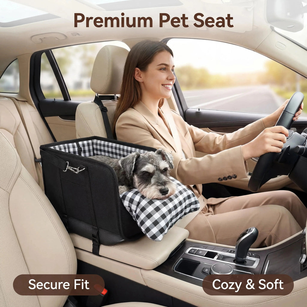 Must-Have Center Console Dog Car Seat - Anxiety Relief Small Pet Booster Seat